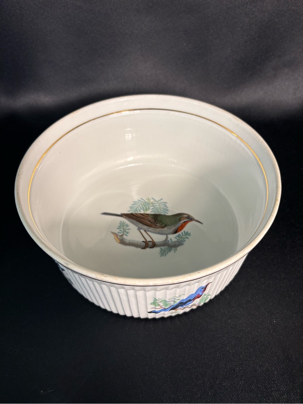 VTG RARE Louis Lourioux Le Faune Bakeware Dish Porcelain Birds France